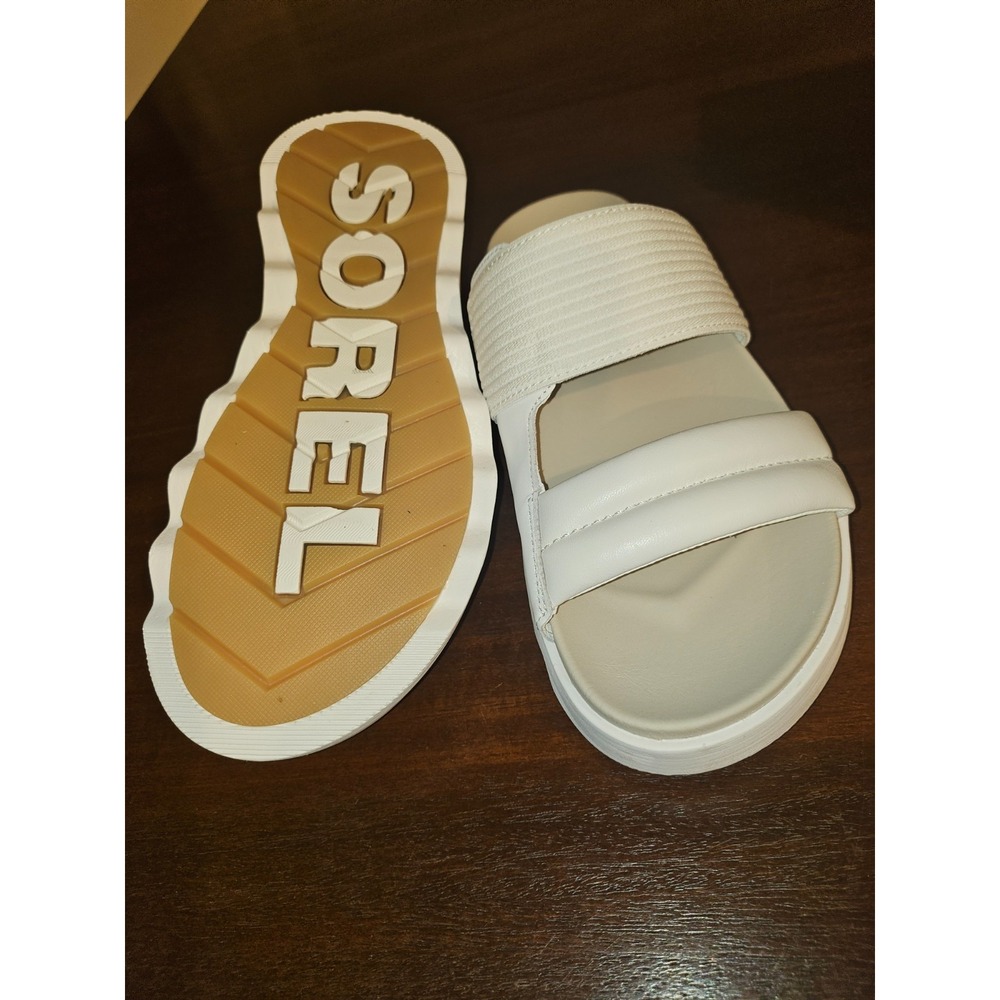 Sorel Women's VIIBE‎ SLIDE SANDAL White 4973-125 Sz 9 Sandals Adjustable Slip On